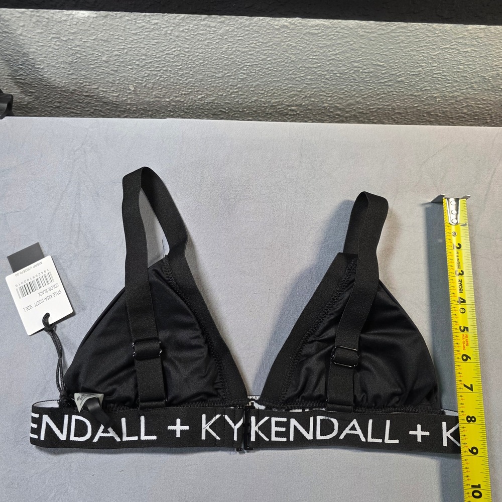 Kendall‎ + Kylie Black Logo Triangle Bikini Set High Cut Strappy KKSA-10227 New - Picture 3 of 12